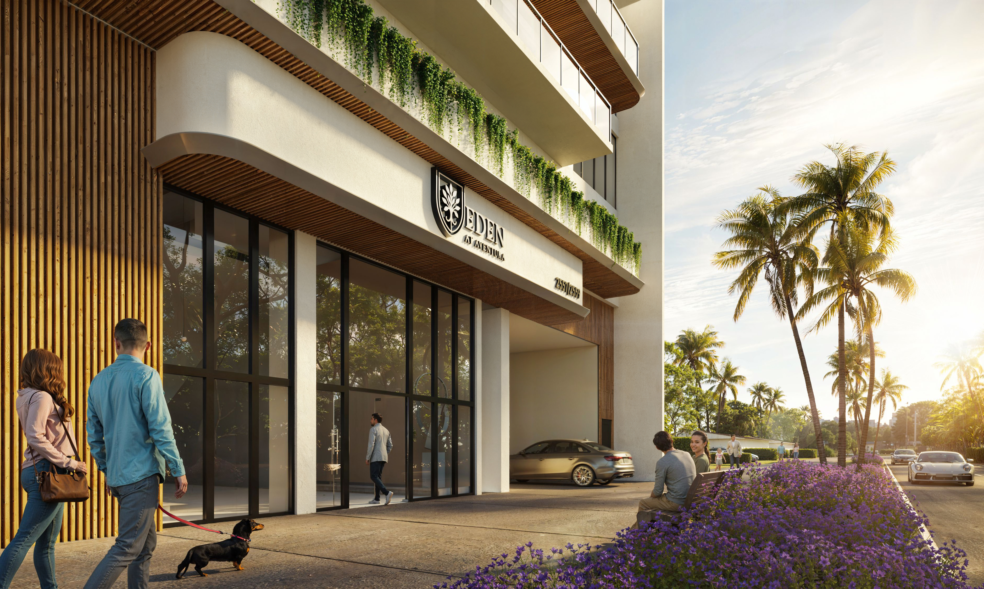 Entrada a nivel de calle y llegada a Eden Residences