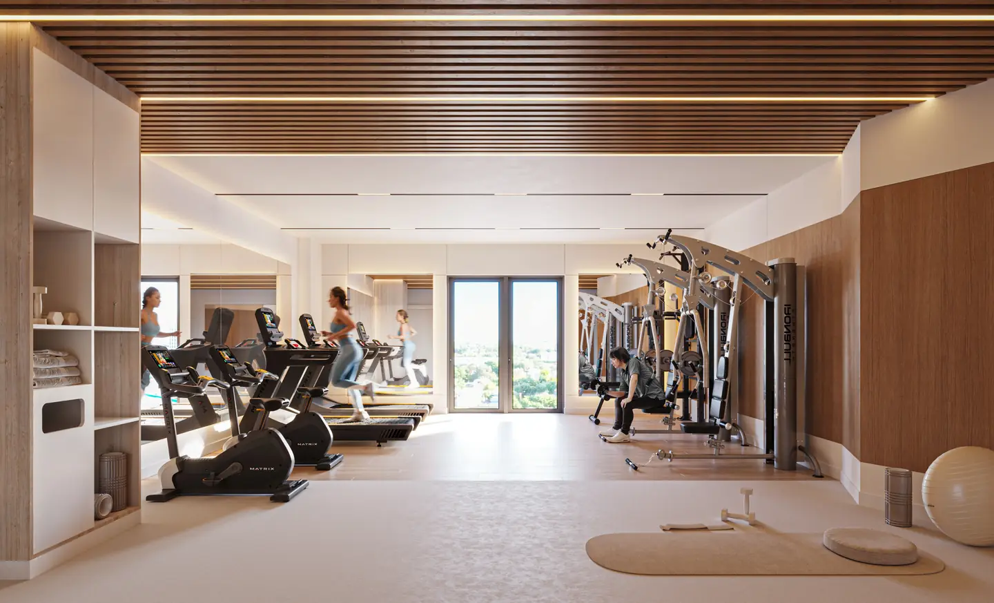 Gimnasio de Eden Residences con equipos de cardio y fuerza